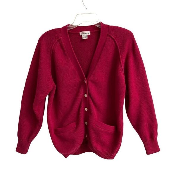 Talbots Sweaters - Vintage Talbots Y2K V-neck raspberry button front cardigan S